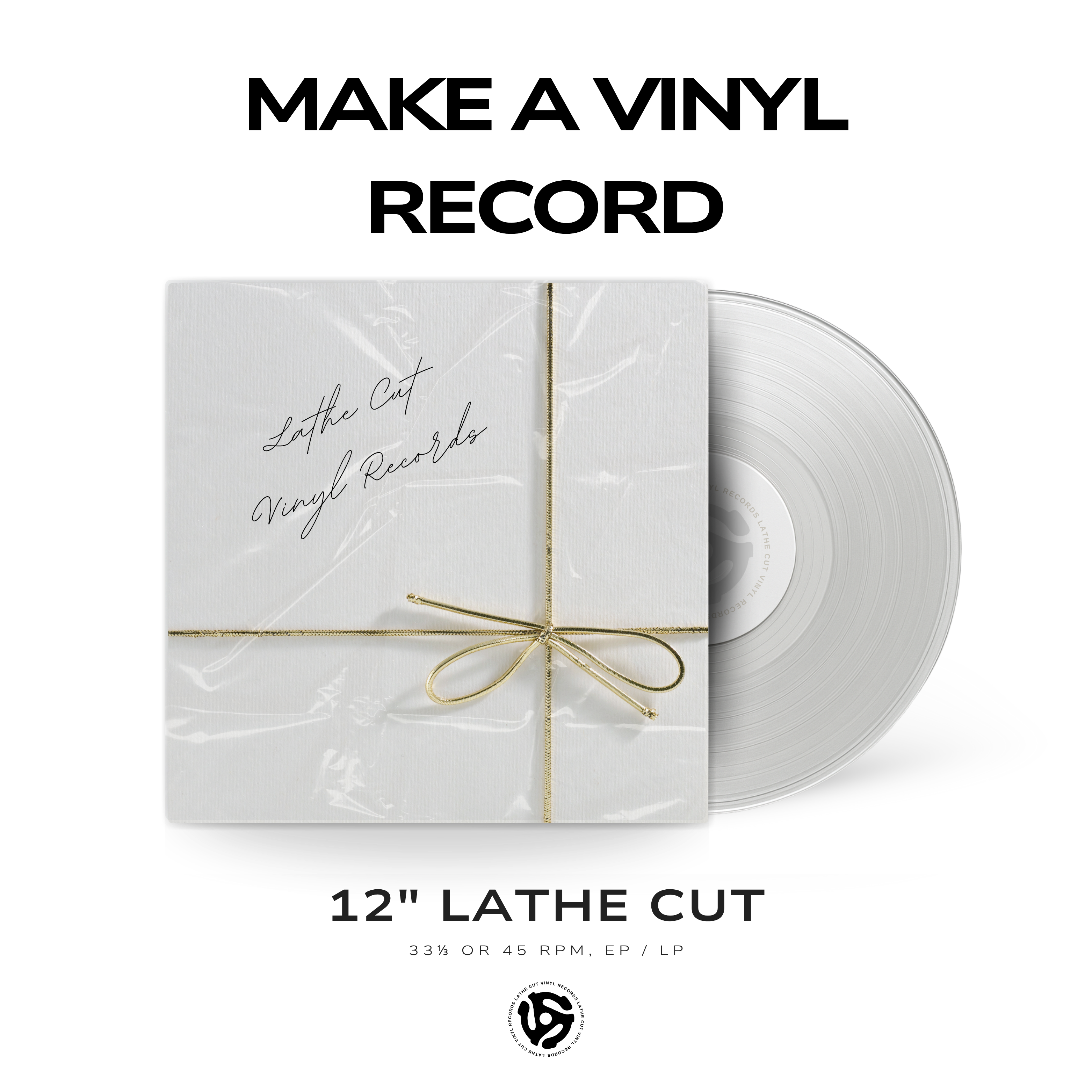 Make a 12″ Lathe Cut Vinyl Record – Full Artwork Edition (33⅓ or 45 RPM, EP / LP Gift) Lathe Cut Vinyl Records