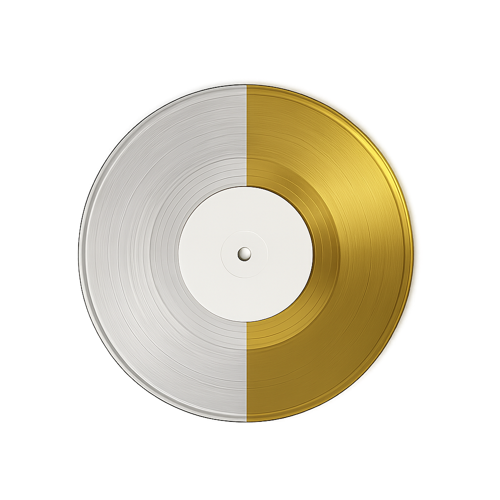 12″ Mirror Gold Vinyl Record – Playable Trophy Edition (33⅓ RPM, Custom Finishes Available) Lathe Cut Vinyl Records
