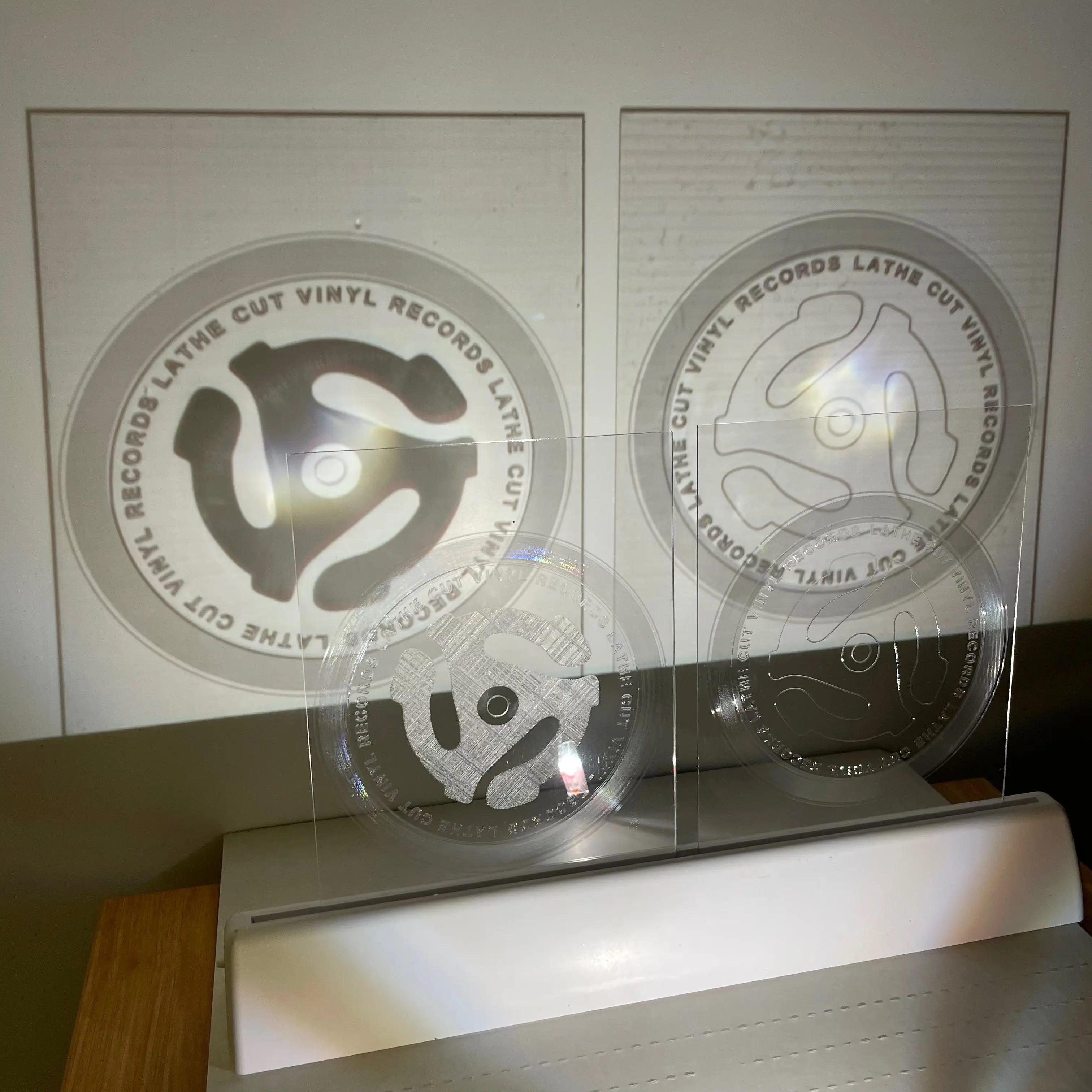 CUSTOM VINYL RECORD POSTCARD — ENGRAVED OR MUSIC-ONLY (DOUBLE-SIDED PRINTED BACKER) - Lathe Cut Vinyl Records