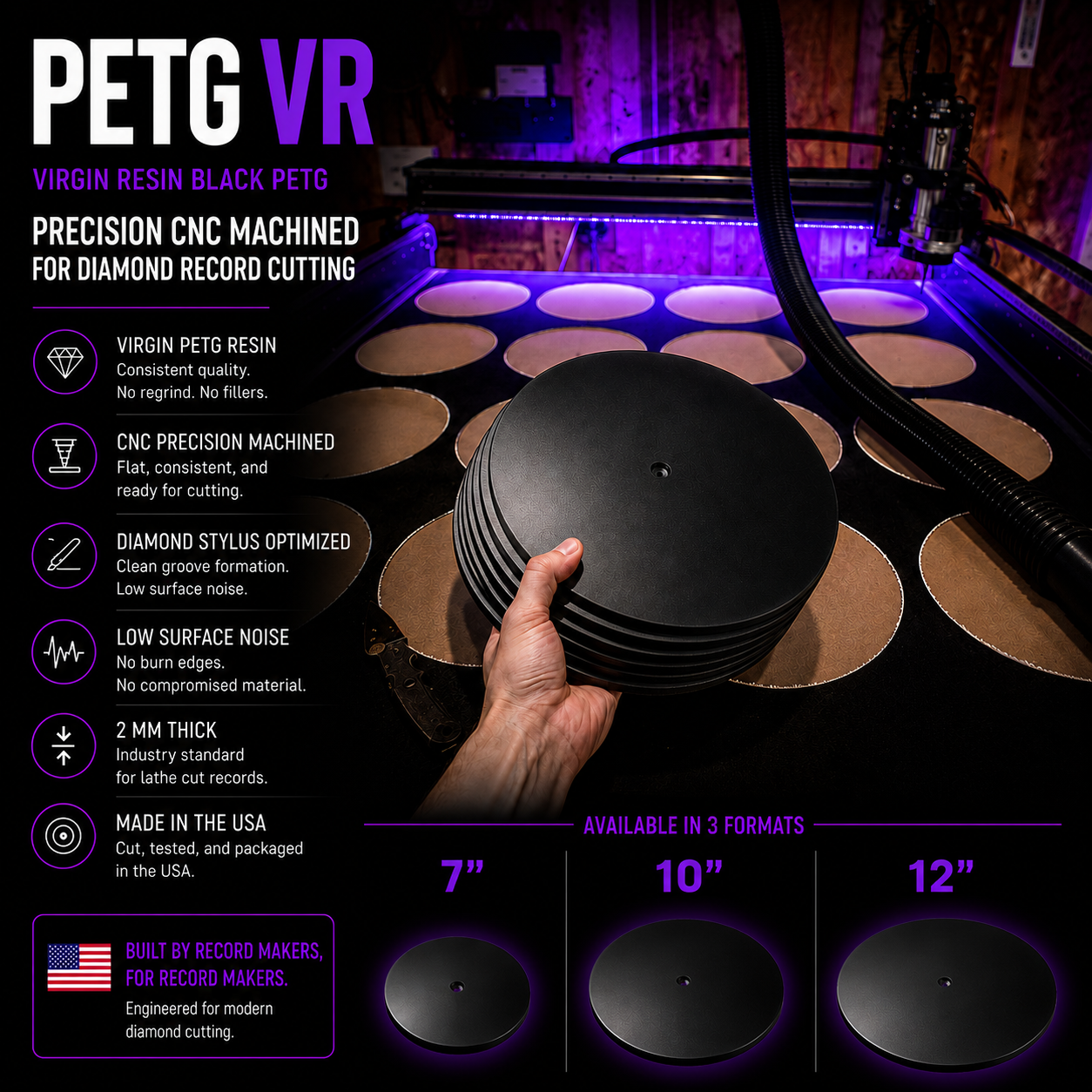 PETG VR Black Record Blanks – Diamond Cutting Optimized