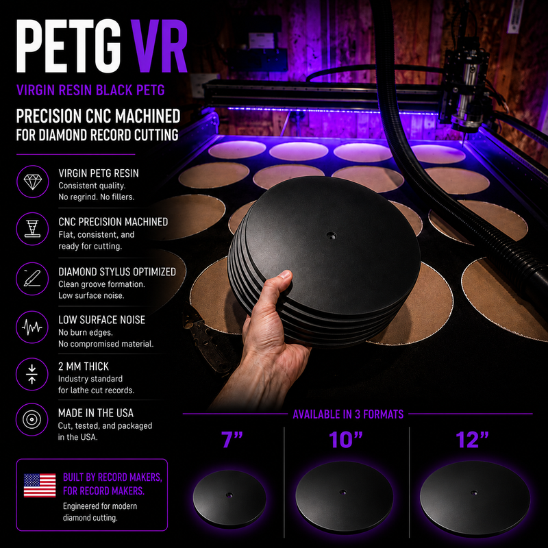 PETG VR Black Record Blanks – Diamond Cutting Optimized